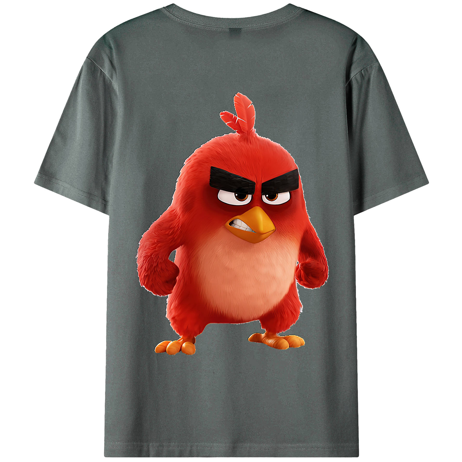 （画像用） Angry Birds アングリーバード 綿100％ メンズ半袖Tシャツ（バックプリント） 通気性